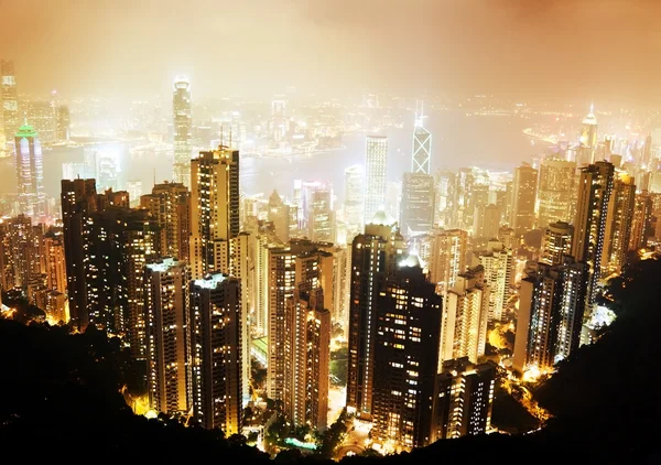 Νησιού του Hong Kong από Βικτώριας αιχμή τη νύχτα — Φωτογραφία Αρχείου