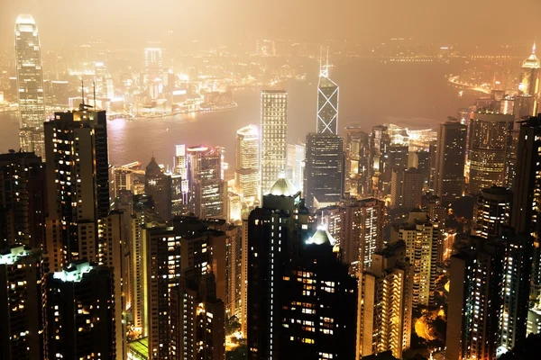 Hong Kong island from Victoria's Peak at night — Stock Photo, Image