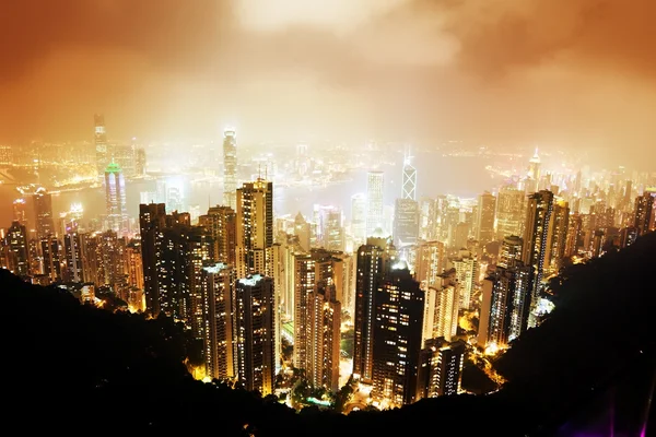 Hong Kong острів від Вікторії пік вночі — стокове фото