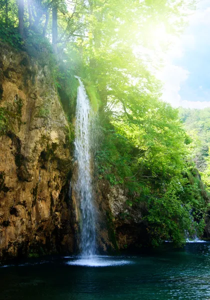 Cachoeira na floresta profunda — Fotografia de Stock