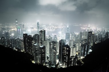 Hong Kong island from Victoria's Peak at night clipart