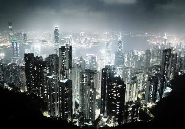 Hong Kong île de Victoria's Peak la nuit — Photo