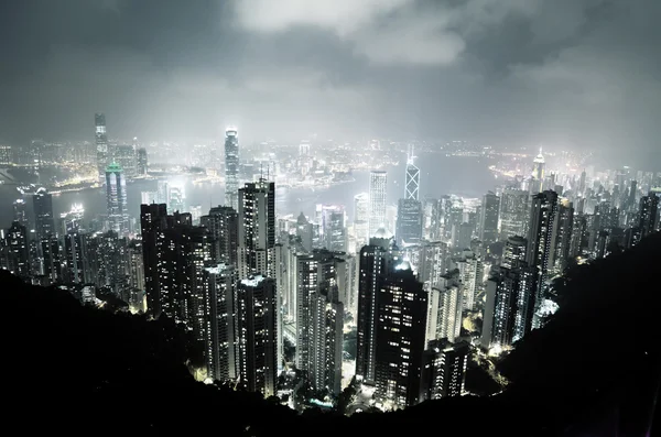 Isola di Hong Kong dal Victoria Peak di notte — Foto Stock