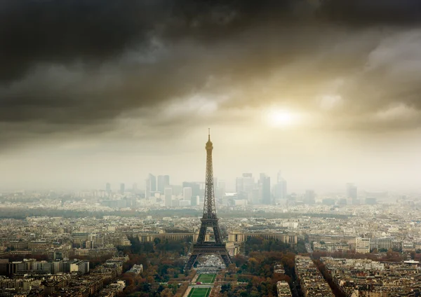 Stock image Eiffel tower in Paris and stormy sky