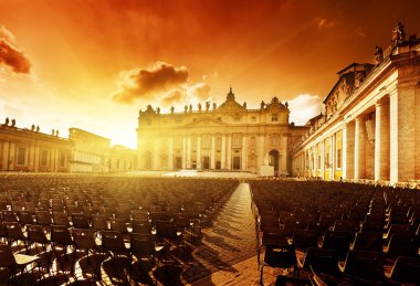 Saint Peter's Square in sunset time clipart