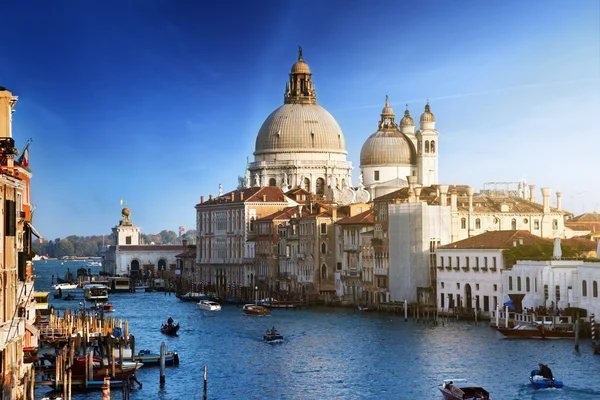 Büyük Kanal ve Bazilika Santa Maria della Salute, Venedik, İtalya Stok Fotoğraf