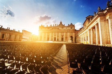 Saint Peter's Square in sunset time clipart