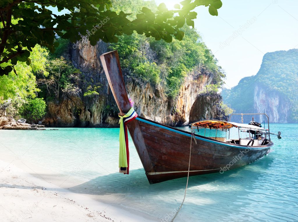 Long boat at island in Thailand