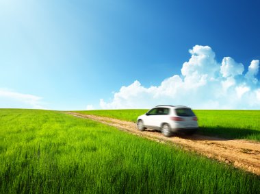 Ground road and blurred car clipart