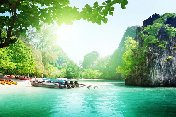 Barcos longos na ilha na Tailândia — Fotografia de Stock
