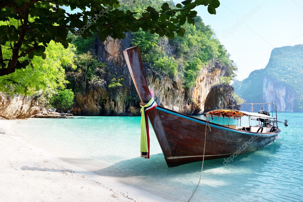Long boat at island in Thailand