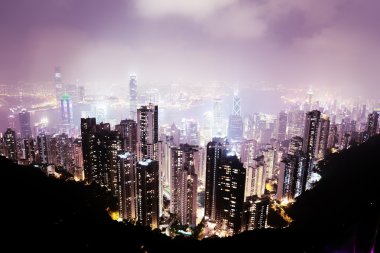 Hong Kong island from Victoria's Peak at night clipart