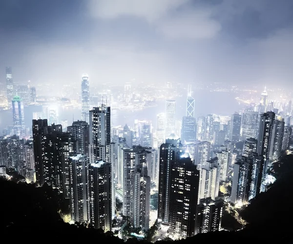 Hong Kong острів від Вікторії пік вночі — стокове фото