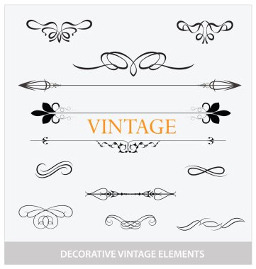 Calligraphic vintage elemets and symbols set clipart