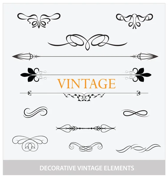 Calligraphie vintage élémettes et symboles ensemble — Image vectorielle