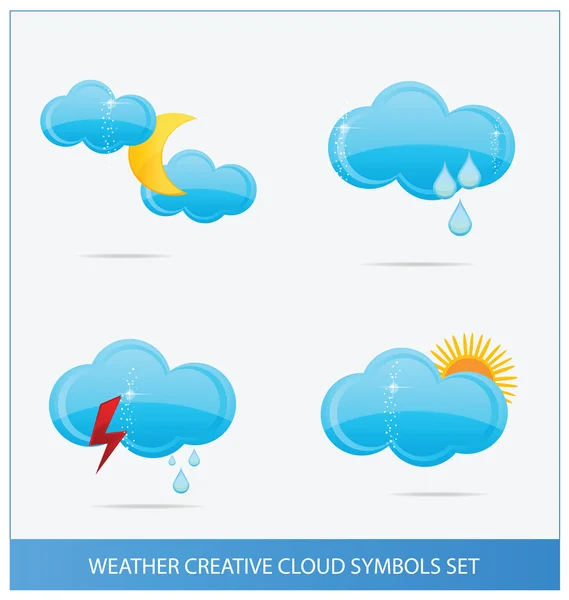 Tempo azul nuvens conjunto de símbolos — Vetor de Stock
