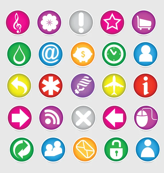 Glänzende farbige Web-soziale Symbole gesetzt — Stockvektor