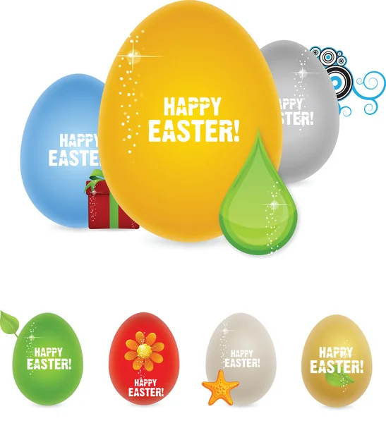 Bahar mutlu Paskalya yumurtası set simgeleri — Stok Vektör