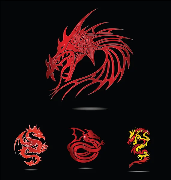 Abstract and tradition religion red dragons — Stock Vector