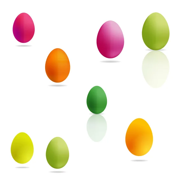 Ovos de páscoa coloridos colocados no branco —  Vetores de Stock