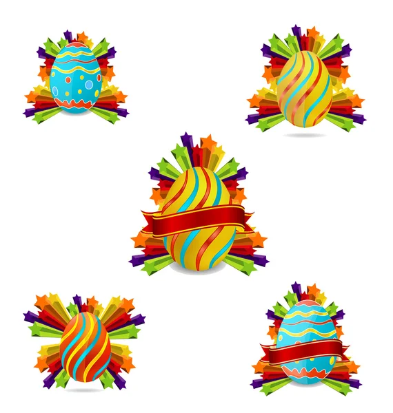 Élégance colorée et tourbillonner des œufs de Pâques — Image vectorielle