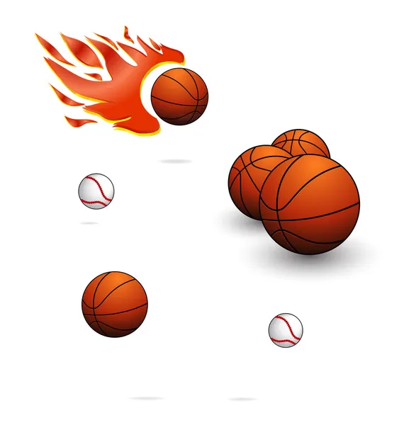 Спортивные мячи знак набор оранжевый цвет — стоковый вектор