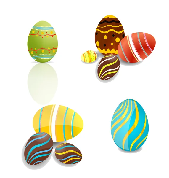 Ensemble d'œufs de Pâques tourbillonnants et brillants — Image vectorielle