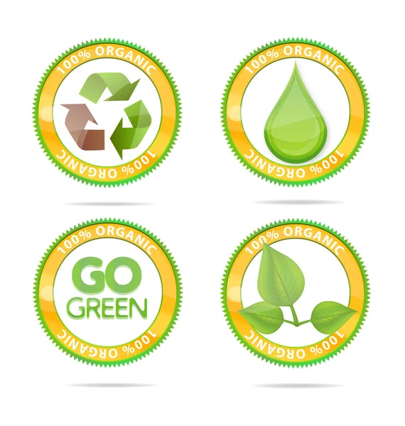 Green nature eco emblems set isolated — Stock Vector