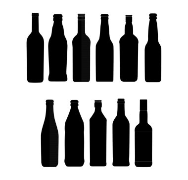 Abstract bottle sign set black color clipart