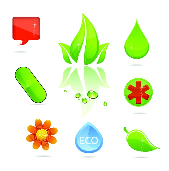 Abstract medic and nature sign set — Stock Vector