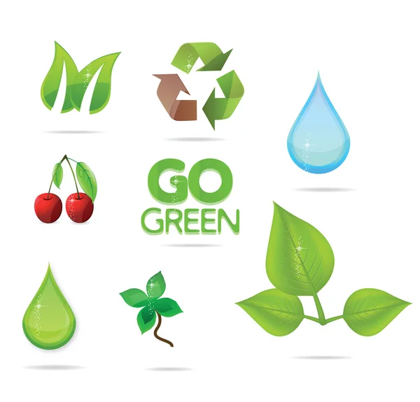 Glass green and eco symbols set — Stock Vector
