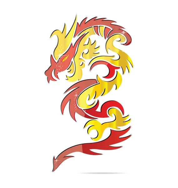 Parlak Asya yangın dragon sembol — Stok Vektör