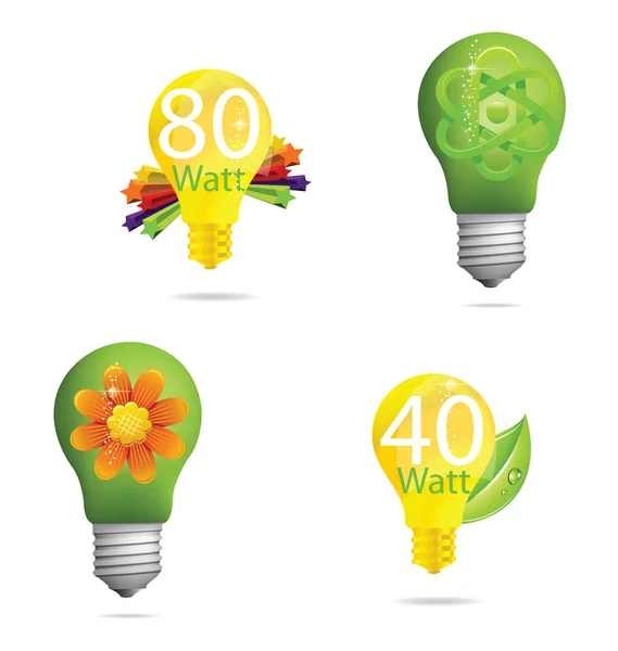 Kreativní eco zelené a zlaté žárovka — Stockový vektor