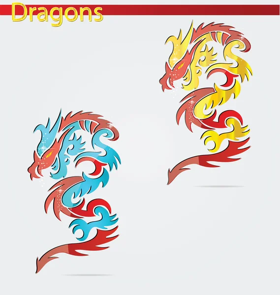 Brillant et élégance religion dragon symboles — Image vectorielle