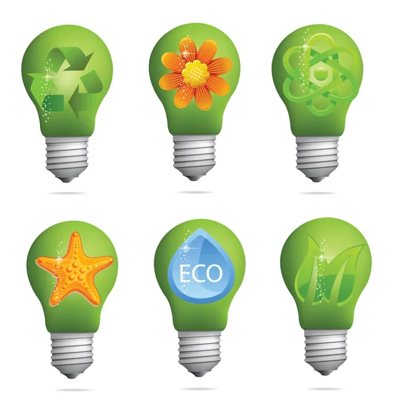 Abstract creative eco bulb sign set — Stock Vector