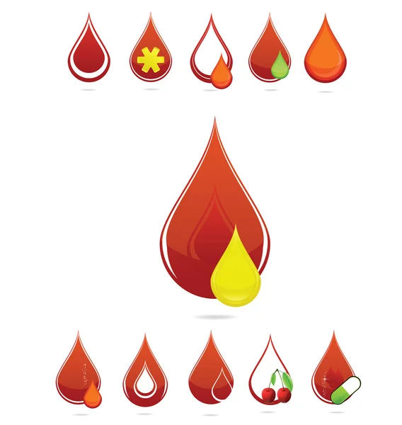 Creativo rojo gotas de sangre médica conjunto — Archivo Imágenes Vectoriales