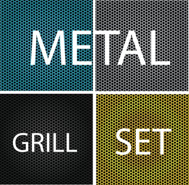 Texture chrome metal grill set isolated clipart