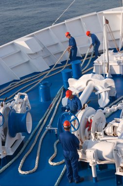 Seamans working on a cruise ship. clipart