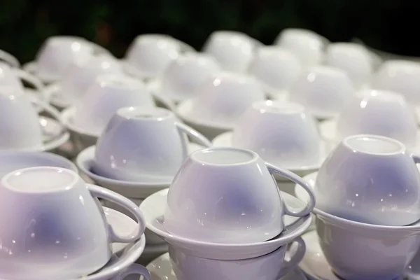 White cups and saucers — Stock Photo, Image