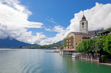 The beautiful village St. Wolfgang on the lake Wolfgangsee Aust clipart