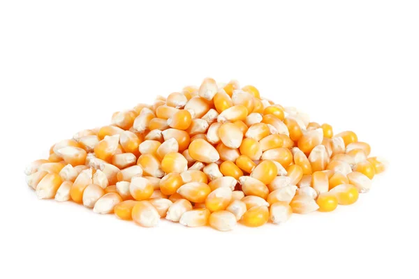 Куча кукурузы на белом фоне . — стоковое фото
