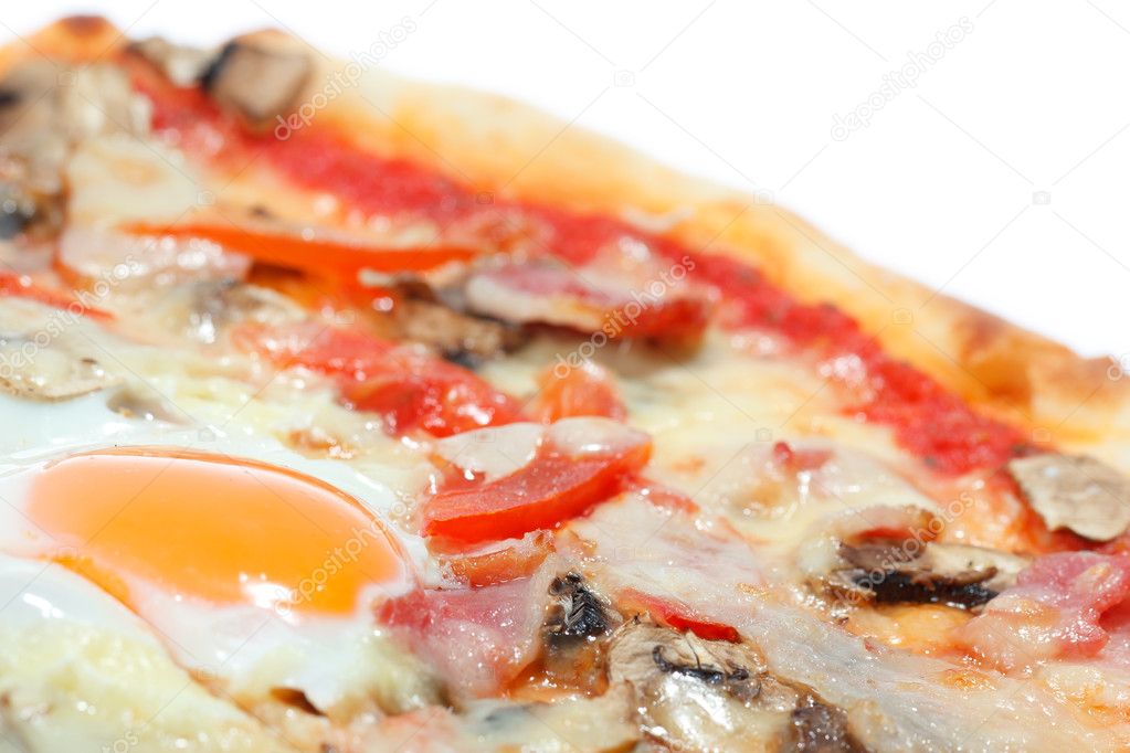 Pizza with egg isolated