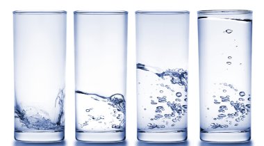 Four glasses filled with water clipart