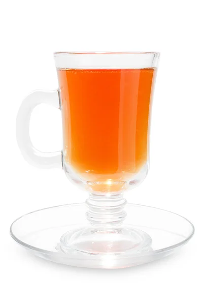 Copo de vidro de chá com fundo branco — Fotografia de Stock