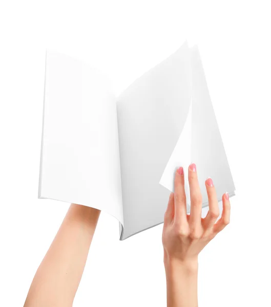 Hands holding blank newspapeHands holding blank newspape — Stock Photo, Image