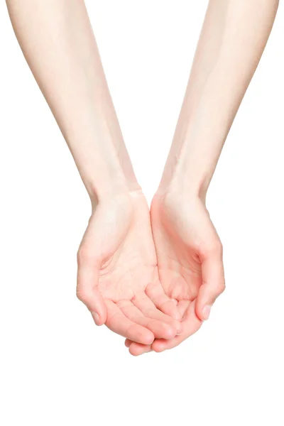 Genç bir kadının açık eller — Stok fotoğraf