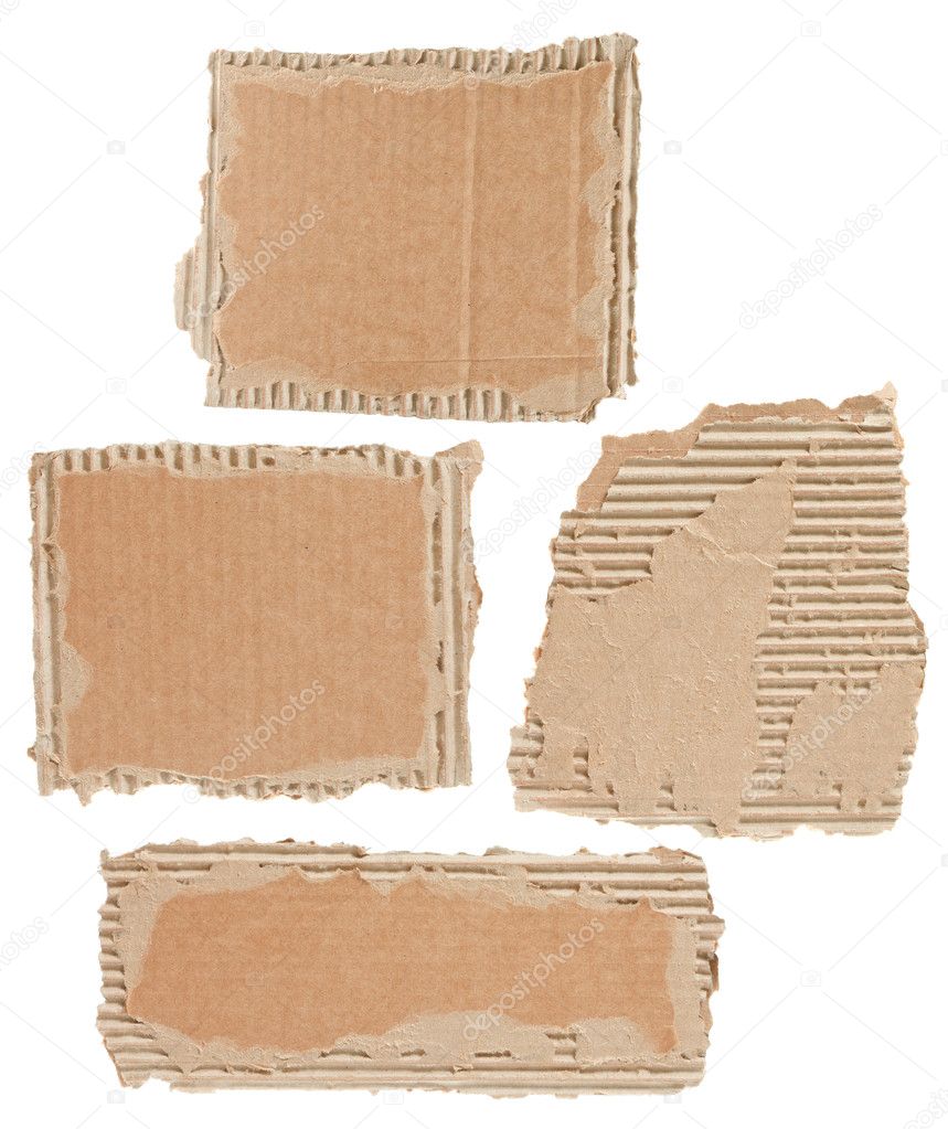 Collection of a cardboard pieces on white background