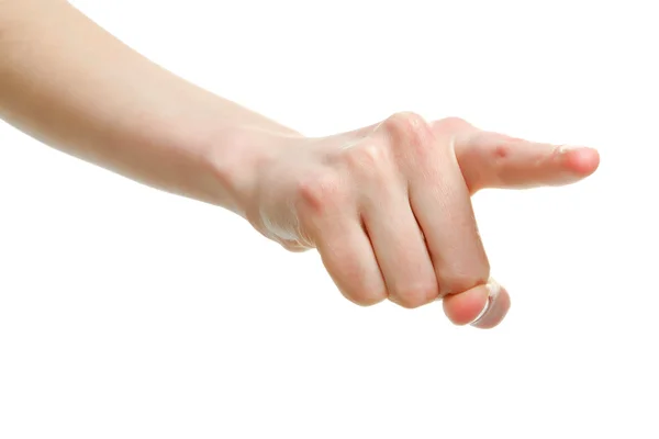 Selección de señalamiento de mano femenina — Foto de Stock