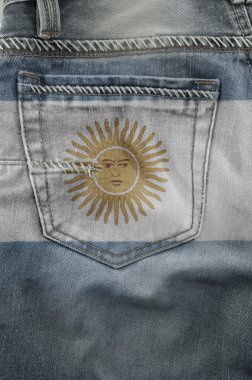 Flag Of Argentina On Jeans. clipart