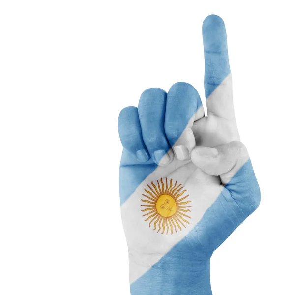 Argentina Flag On Hand. — Stock Photo, Image